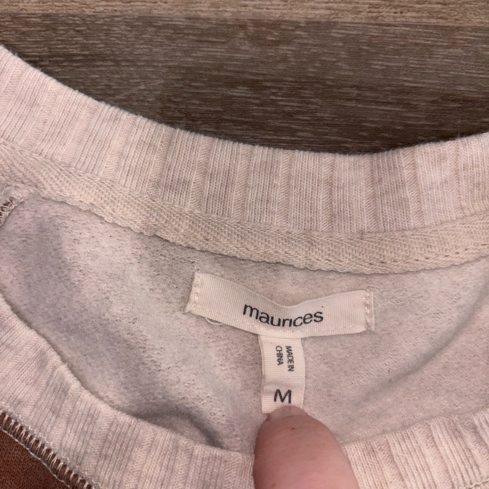 Maurices Brown and Cream Checkered Crewneck Sweater - Picture 2 of 2
